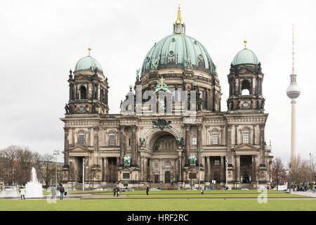 Berlin Cathedral (Berliner Dom) and TV Tower, Berlin, Germany, Europe