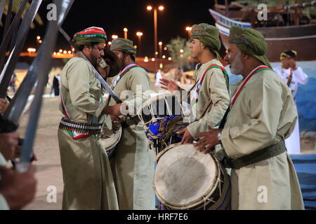 Participants at the Heritage Village, at the Muscat Festival in Amerat Park, Oman Stock Photo