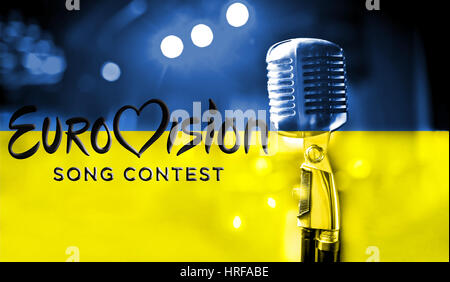 Eurovision Song Contest 2017.Photos banner with the official logo of the Eurovision, Eurovision 2017 in Kiev. Belarus,01 March 2017 Stock Photo