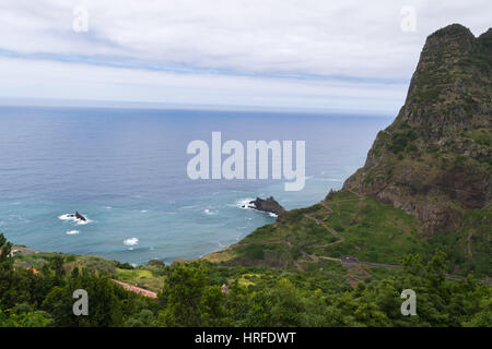 Amazing view on the northern coast by the Atlantic, Boaventura, Ponta Delgada, Madeira Island, Portugal, Europe Stock Photo