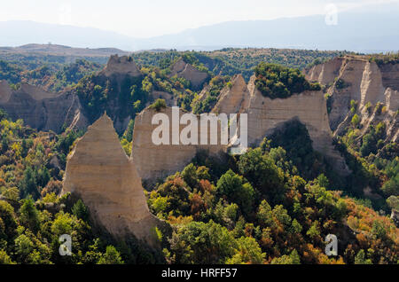 Sandstone pyramids in Melnik, Bulgaria Stock Photo