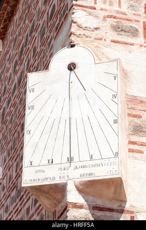 Old sundial on the wall of Dzhumaya Mosque in Plovdiv, Bulgaria Stock Photo