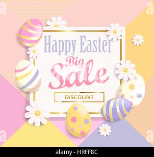 Happy Easter big sale banner. Stock Vector