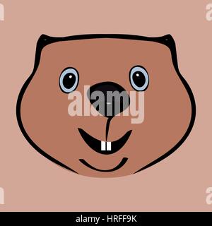 Happy Groundhog Day funny cute head Stock Vector