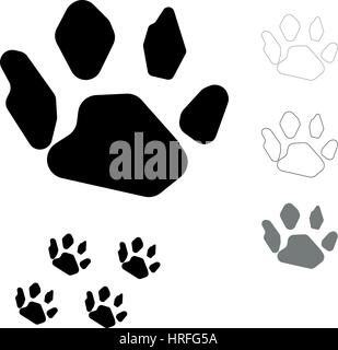 Animals footprint on the white background this is set icons. Stock Vector