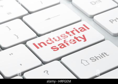 Constructing concept: Industrial Safety on computer keyboard background Stock Photo