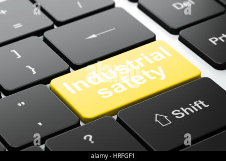 Constructing concept: Industrial Safety on computer keyboard background Stock Photo