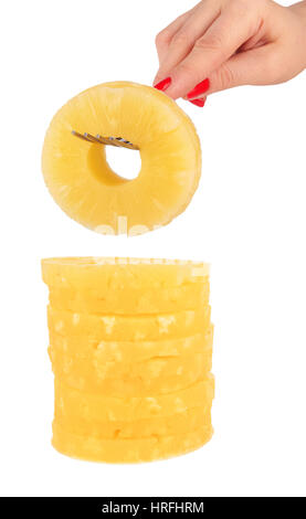 Pineapple rings isolated on a white background Stock Photo