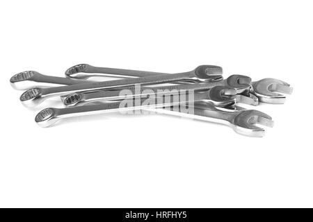 A set of spanners over white background Stock Photo