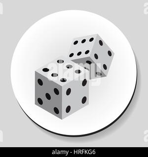 Dice sticker icon flat style. Vector illustration. Stock Vector