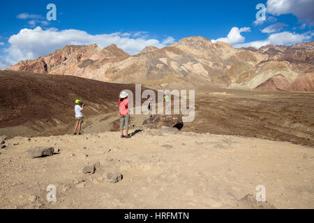 people, tourists, visitors, Artist Drive, Black Mountains, Death Valley National Park, Death Valley, California, United States, North America Stock Photo