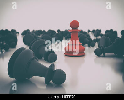 Single red pawn. Last one standing Business strategy concept background Stock Photo
