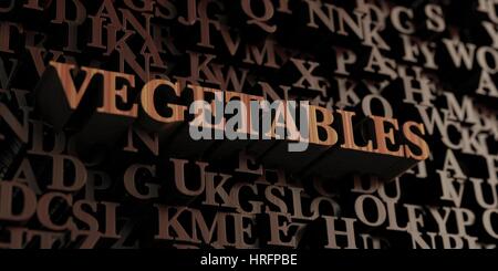 Vegetables - Wooden 3D rendered letters/message.  Can be used for an online banner ad or a print postcard. Stock Photo