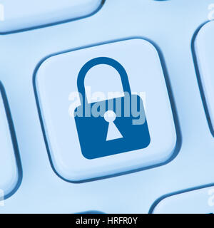 Computer security internet lock icon online data protection blue web keyboard Stock Photo