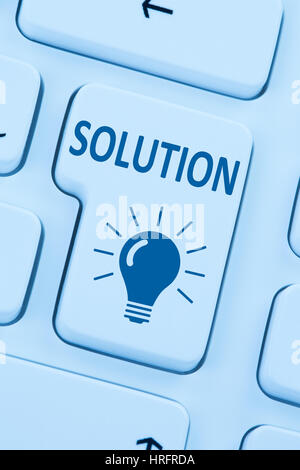 Finding solution for problem conflict button internet blue computer online web keyboard Stock Photo