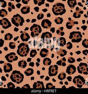 Vector seamless leopard print. Animal skin pattern. Spots of wild animals hand painted watercolor ornament. Brown tones. Stock Vector