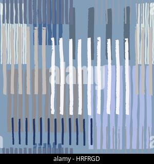 Striped geometric seamless vector pattern. Hand drawn uneven black stripes on colorful rectangles, free layout. Cool pebbles tones on gray background. Stock Vector