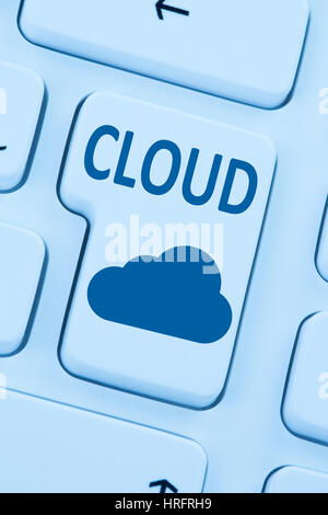 Cloud computing online internet save data cyberspace computer keyboard Stock Photo