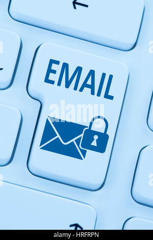 Sending encrypted E-Mail email protection secure mail internet letter online web symbol Stock Photo