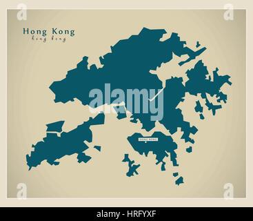 Hong kong map with provinces vector. white background and black outline ...