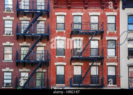 Manhattan, old building with fire escapes, United states of America Stock Photo