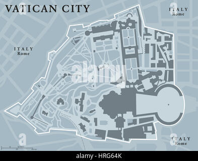 Vatican City Political Map. City State In Rome, Italy With National ...