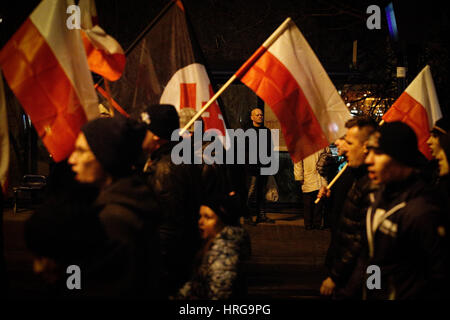 Bydgoszcz, Poland. 1st Mar, 2017. People are seen attending a commemoration service for the Accursed Soldier, resistance fighters from the second World War. Credit: Jaap Arriens/Alamy Live News Stock Photo