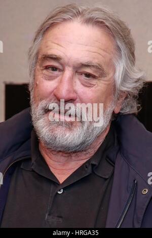 New York, NY, USA. 1st Mar, 2017. Robert De Niro at the press conference for 100th Performance of A BRONX TALE on Broadway, Longacre Theatre, New York, NY March 1, 2017. Credit: Jason Mendez/Everett Collection/Alamy Live News Stock Photo