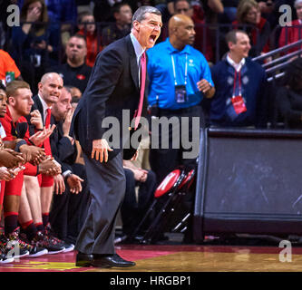 Maryland's head coach Mark Turgeon reacts to action on the court at the Louis Brown Athletic Center in Piscataway, New Jersey. The Maryland Terrapins defeated Rutgers Scarlet Knights 79-59. Duncan Williams/CSM Stock Photo