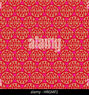 Seamless primitive floral pattern with abstract leaves. Tribal ethnic background, simplistic geometry, pink ocher red. Textile design. Stock Vector
