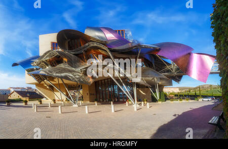 Frank Ghery designed luxury hotel in Elciego, Alava, Spain. Photo taken in a guided tour in the Marques de Riscal winery on february 2017 Stock Photo