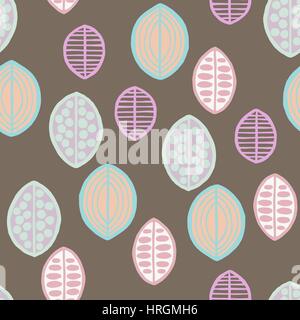 Seamless floral pattern with primitive leaves. Seamless floral pattern with primitive leaves. Tribal ethnic background, pastel tones. Textile design. Stock Vector