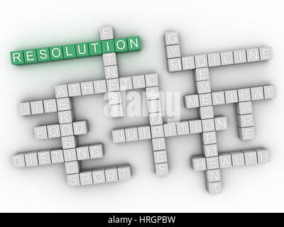 3d Resolution word cloud collage, health concept background Stock Photo