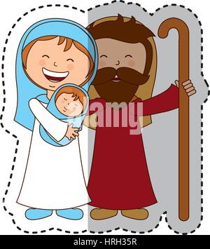 holy family manger character Stock Vector