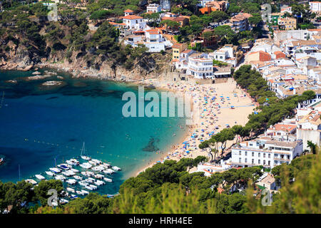 View of town and beach of Llafranc, Costa Brava, Spain Stock Photo
