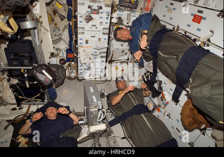 inside space station sleeping