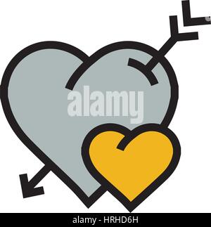cartoon heart arrow icon Yellow color Stock Vector