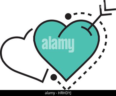 Two  heart and arrow blue Stock Vector