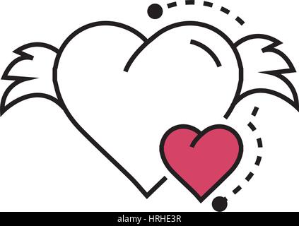 Vector Icon Hearts wings pink Stock Vector