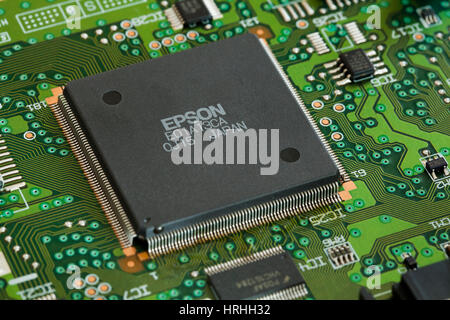 Epson CPU on printer circuit board - USA Stock Photo