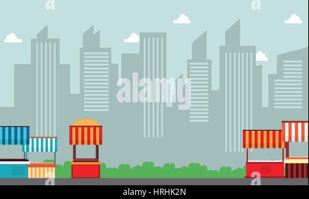 Background of street stall with building Stock Vector