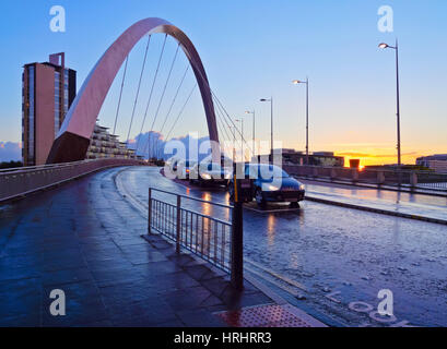 Clyde Arc at sunset, Glasgow, Scotland, United Kingdom Stock Photo