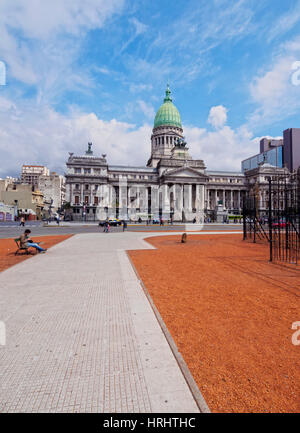 Plaza del Congreso, view of the Palace of the Argentine National Congress, Buenos Aires,  Argentina Stock Photo