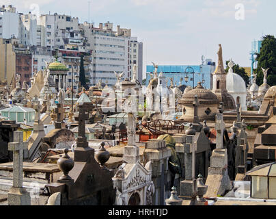 Elevated view of La Recoleta Cemetery, City of Buenos Aires, Buenos Aires Province, Argentina Stock Photo
