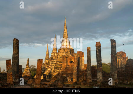 The three Chedis of the old Royal Palace, Wat Phra Si Sanphet, Ayutthaya Historical Park, UNESCO, Thailand, Southeast Asia, Asia Stock Photo