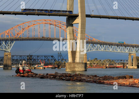 Skytrain Bridge, New Westminster, Vancouver Region, British Columbia, Canada, North America Stock Photo