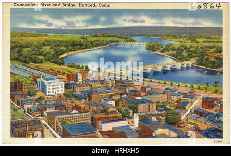 Connecticut -  Connecticut River and bridge, Hartford, Conn. Stock Photo