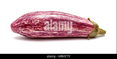 stripy white and purple eggplant isolated on white background Stock Photo