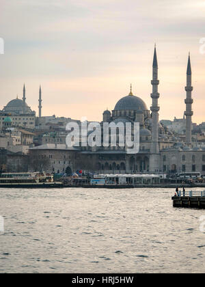 A view of the Yeni Camii from across the Bosphorus in Istanbul, Turkey. Stock Photo