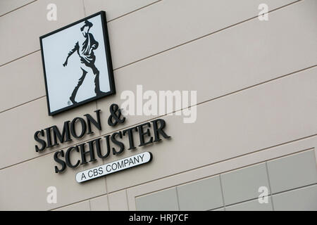 A logo sign outside of a Simon & Schuster, Inc., distribution warehouse in Riverside, New Jersey, on February 26, 2017. Stock Photo